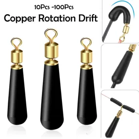 10/20/50Pcs Fishing Gear Block Rotation Drift Fishing Floats Accessory Bobber Copper  Rubber Tools Fish Float Fishing Float Base