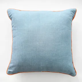 20" Square Denim Pillow -Tangerine Piping