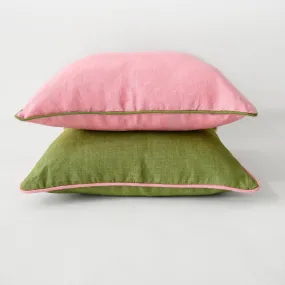 20" Square Rosa Pillow - Avocado Piping