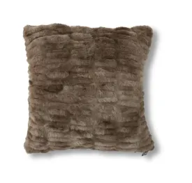 24 Inch Brown Ribbed Faux Fur Pillow