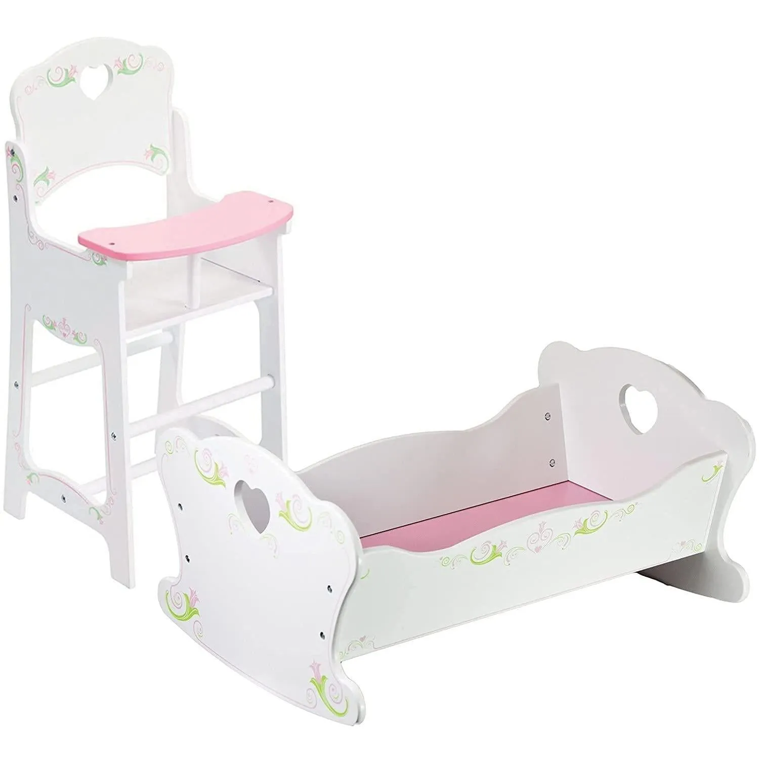 Baby Dolls Wooden High Chair and Cradle Furniture