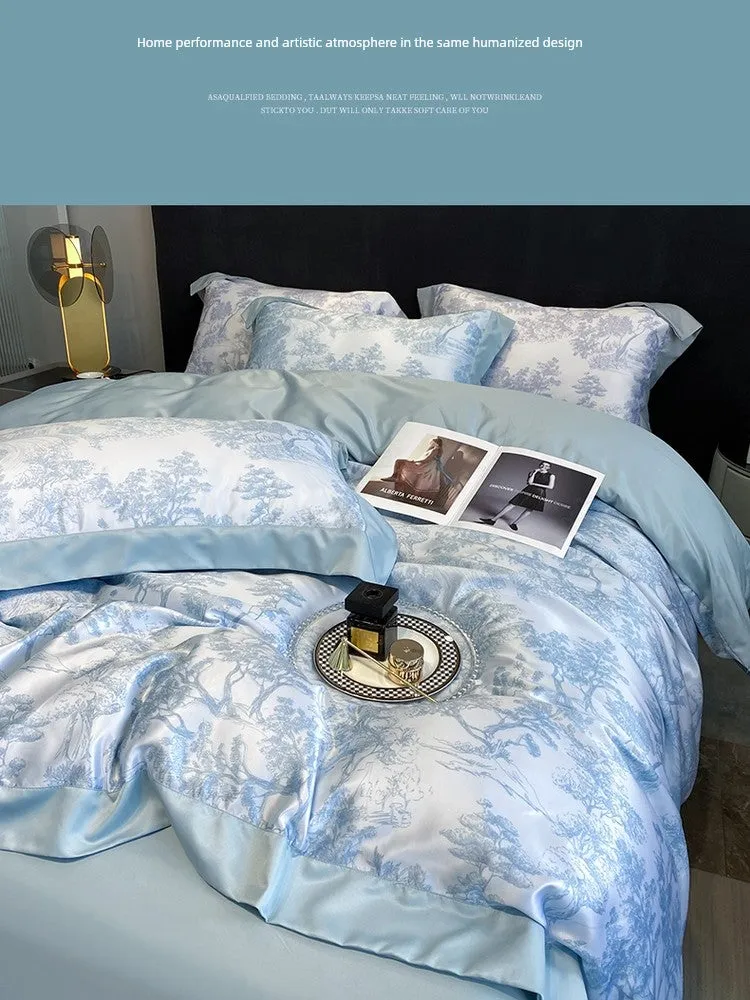 Bedding Luxury Cool Feeling Ice Silk 60 Pieces Summer Classy Four-Piece Set