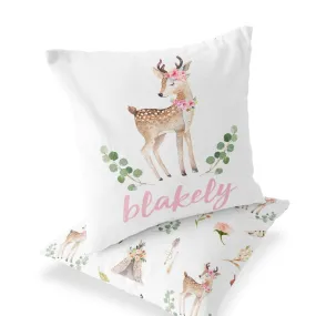 Blakely's Boho Woodland Deer Personalized Accent Pillow