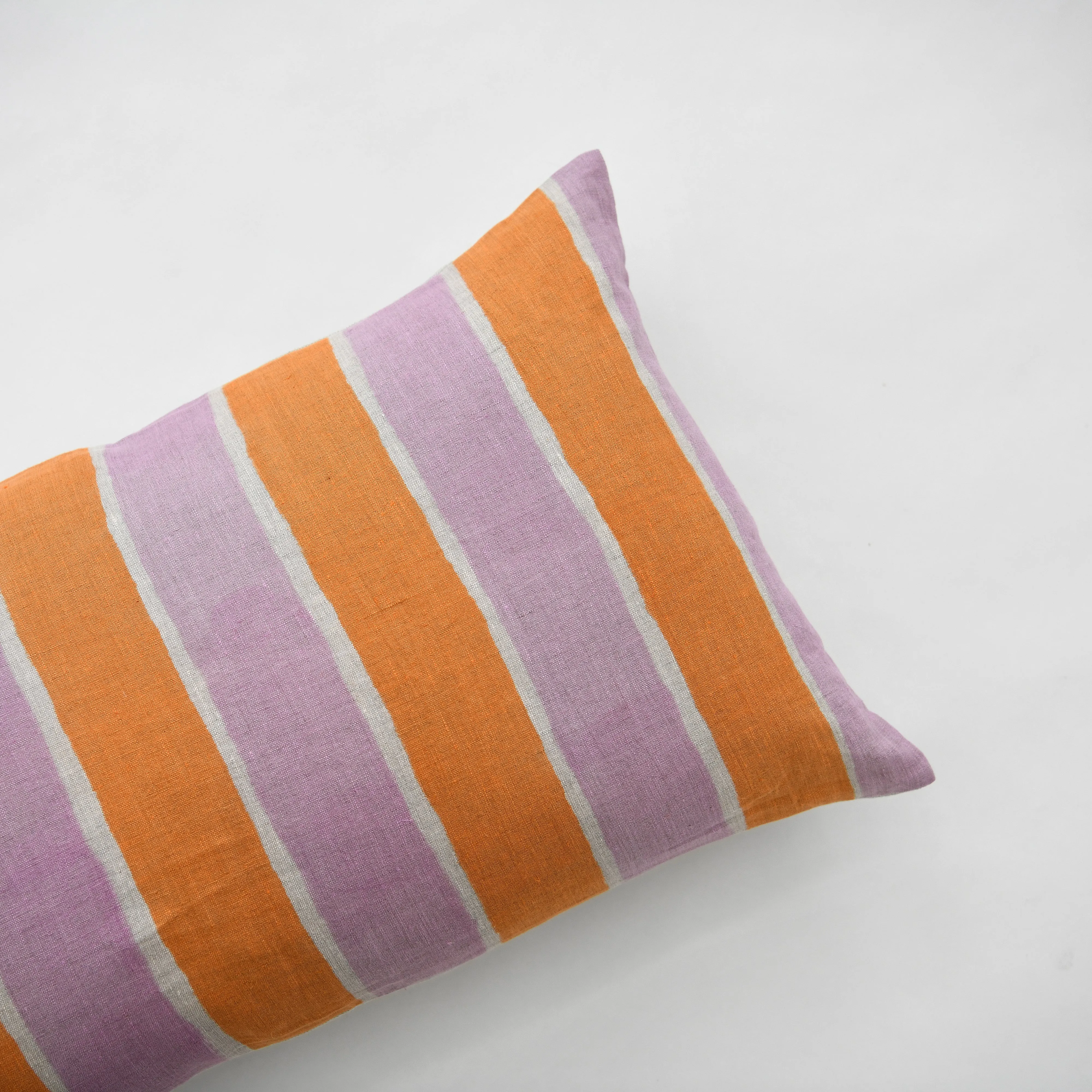 Cathy Callahan 16" x 26" Hand Painted Bolster - Mauve Tangerine Stripe