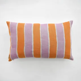 Cathy Callahan 16" x 26" Hand Painted Bolster - Mauve Tangerine Stripe