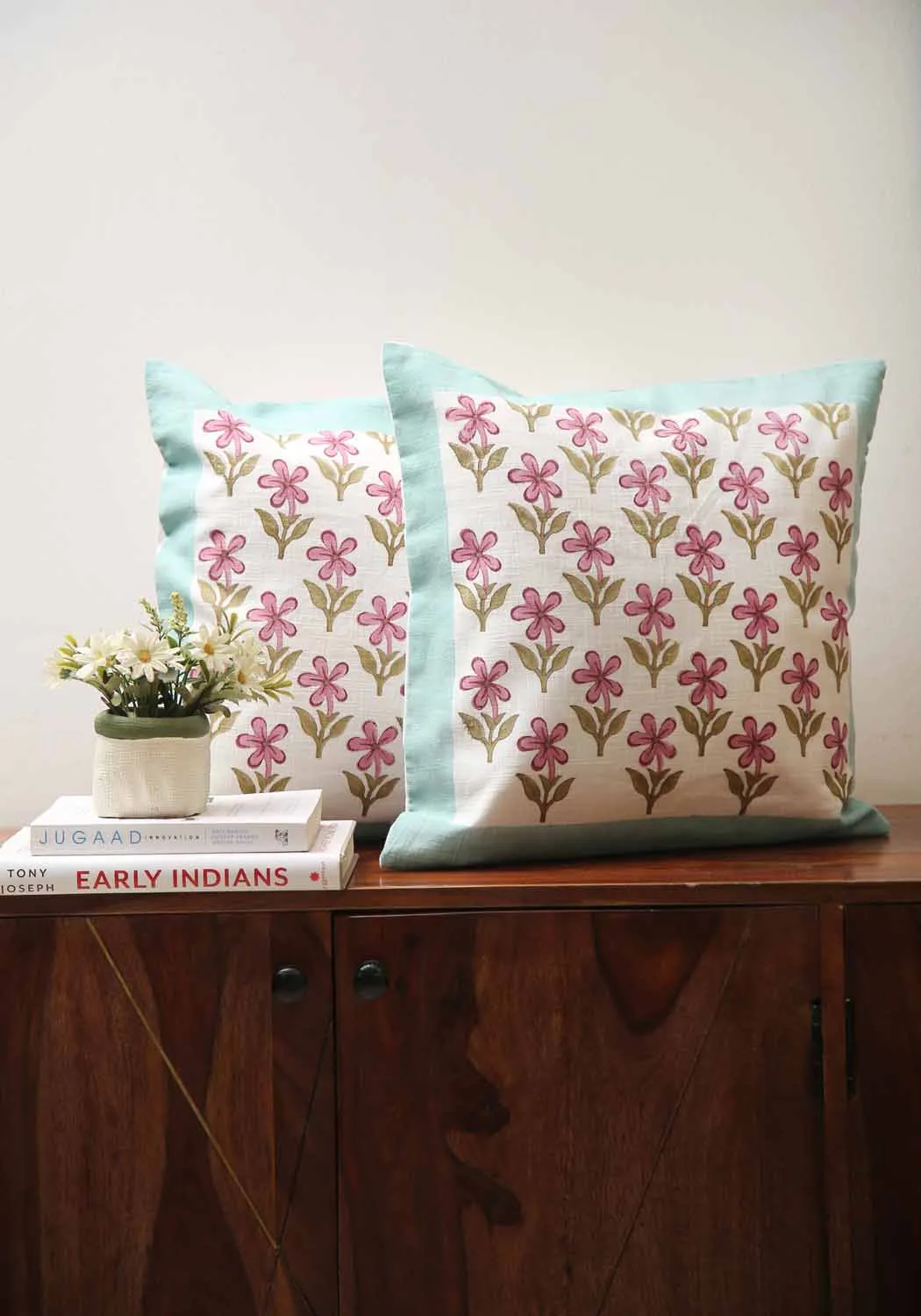 Fancy Vine Hand Block Print Bedsheet   Cushion Cover   Dohar