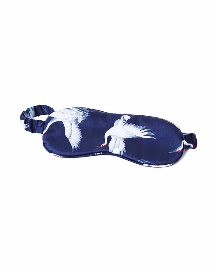 Jana Set - Silk Pillow Case & Eye Mask in Aves