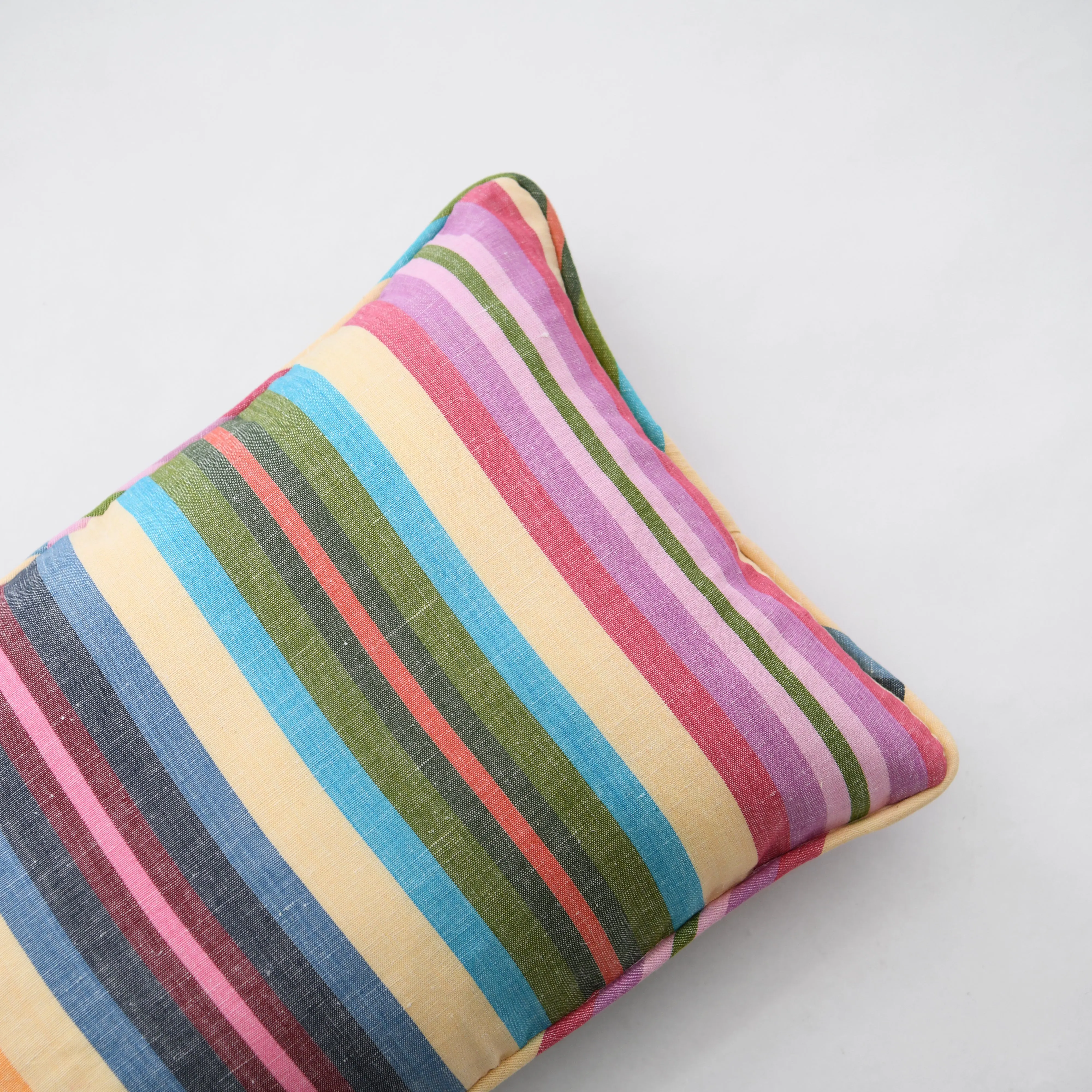 Mini Rainbow Stripe Bolster With Piping