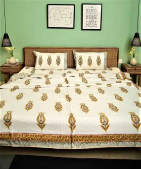 Olive Grace Hand Block Print Bedsheet   Cushion Cover   Dohar