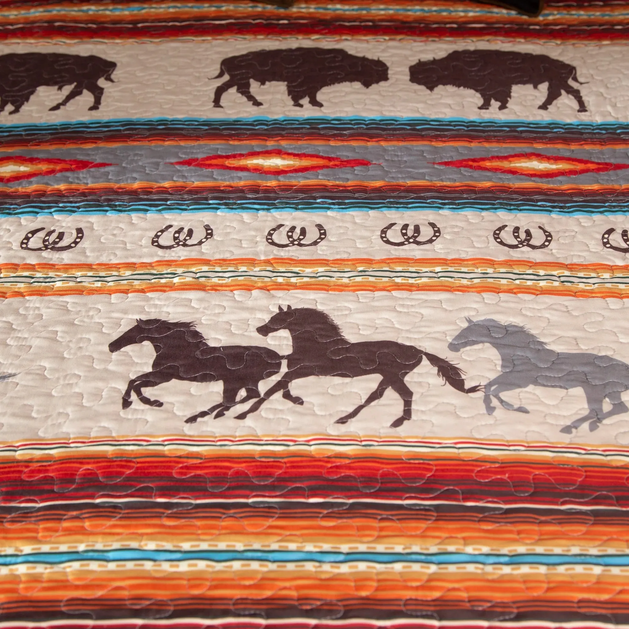 "Buffalo & Horse" Western Quilt Set