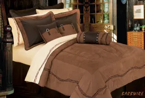 "Embroidery Barbwire Tan" 5-Pc. Western Comforter Set - Twin