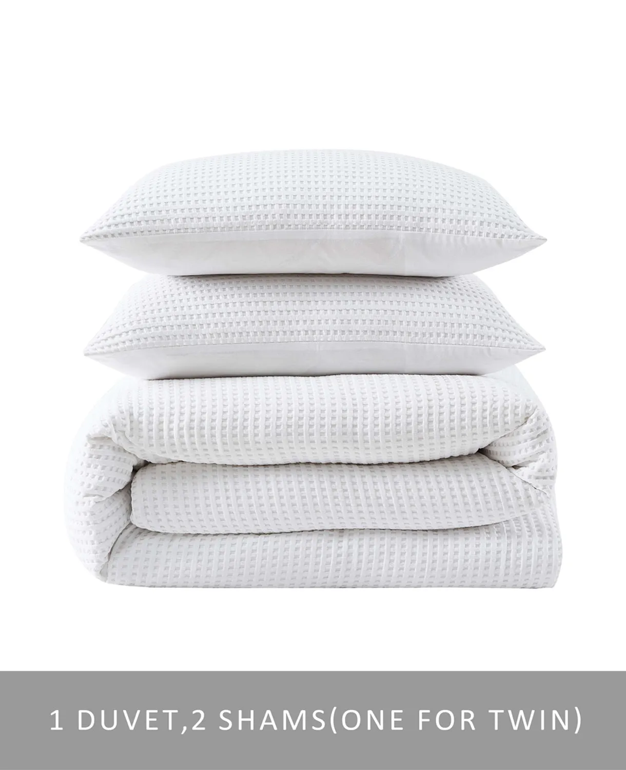 Reversible Solid White Waffle Duvet Cover Set