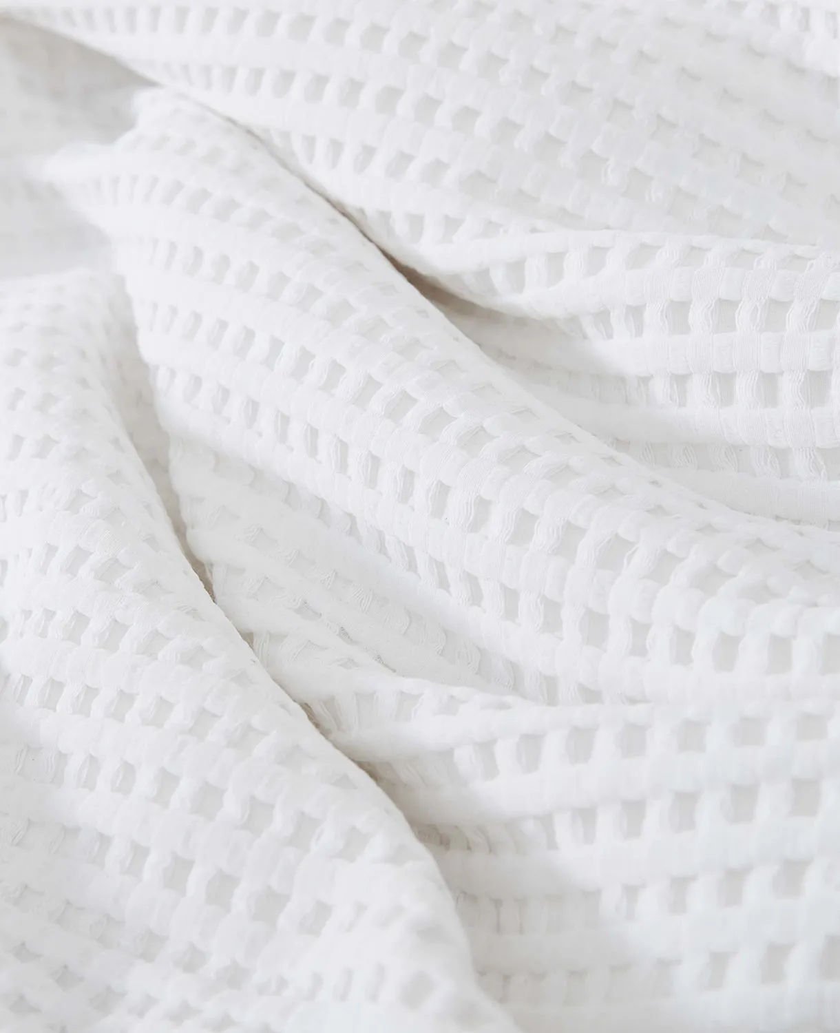 Reversible Solid White Waffle Duvet Cover Set