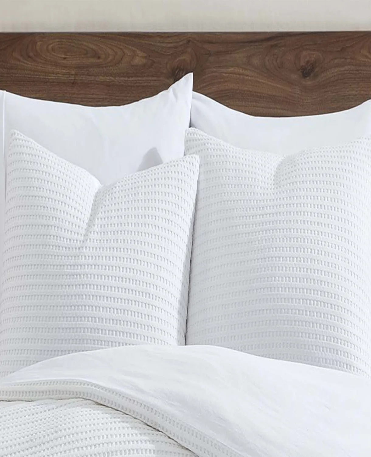 Reversible Solid White Waffle Duvet Cover Set