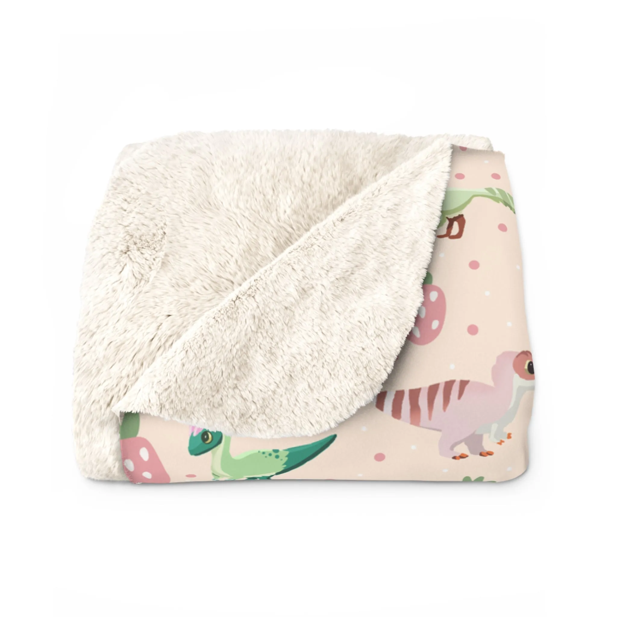 Strawberry Dinos - Sherpa Fleece Blanket