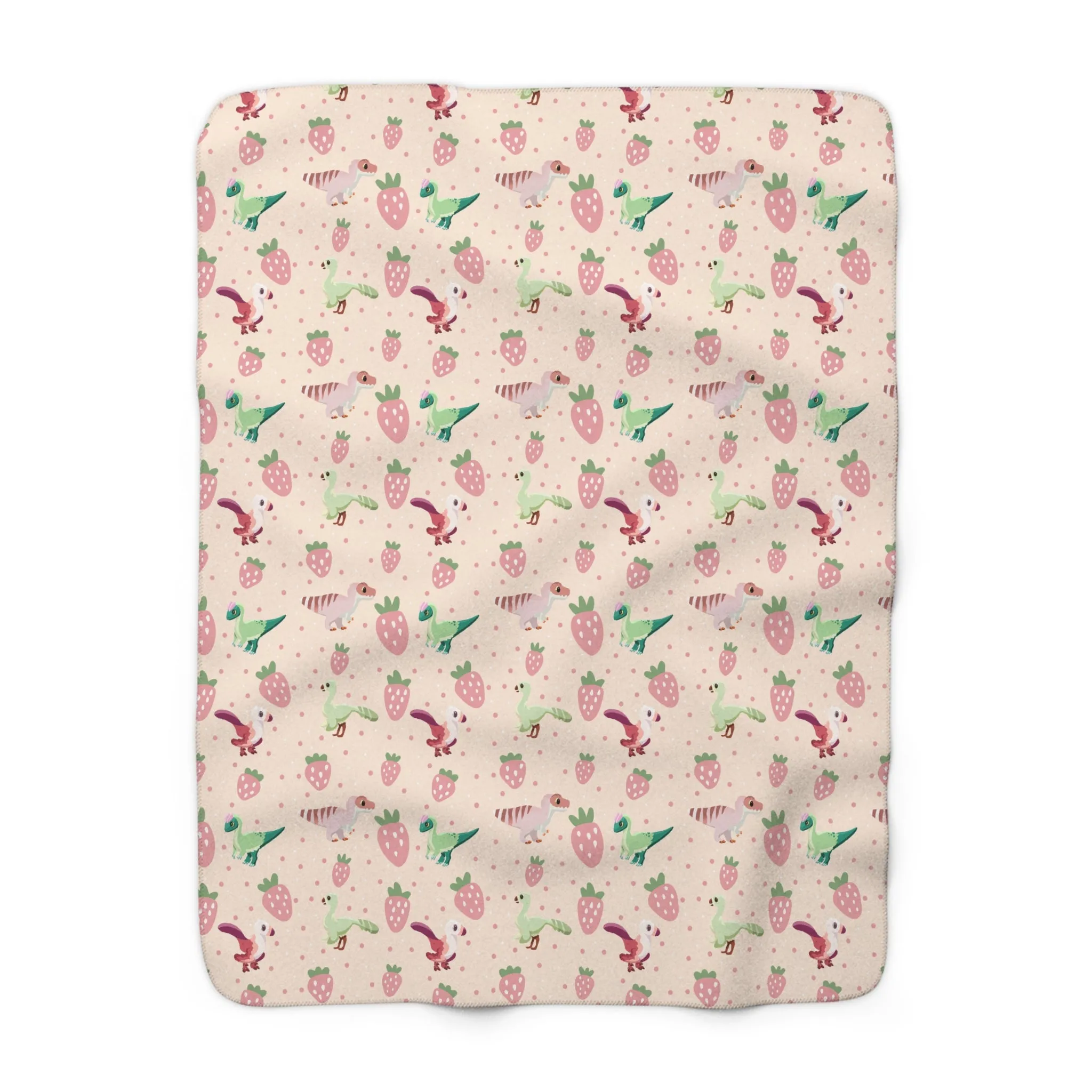 Strawberry Dinos - Sherpa Fleece Blanket