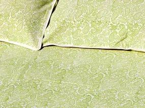 Tilonia® Queen Duvet Set - Hanuman Paisley & Centipede Stripe in Green Apple