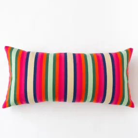 Turquoise Cotton Stripe Pillow 14" x  34"