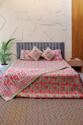 Whispering Meadows Hand Block Print Premium Bed Linen Set (6 Pieces)